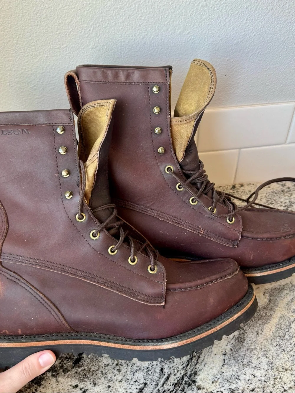 Vintage Filson Uplander Boots 901 Size 8.5 D Brown Leather Made in USA With Box